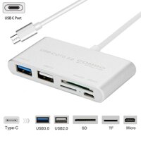 5 in1 HUB USB C Loại C SD TF Đầu Đọc Thẻ USB 3.0 Hub với Cổng Nguồn Micro USB