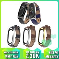 [5 MÀU] Vòng thay thế Xiaomi Miband 3 /4 Mijobs dây da mặt kim loại Version 2 [bonus]