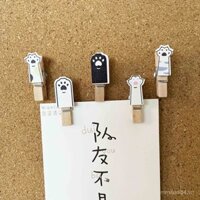 5 miếng kẹp gỗ hình chân mèo, ghim đẩy nhỏ, ghim ảnh không làm hỏng, bảng nỉ, ghim đẩy