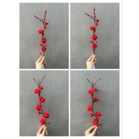5 nhánh hoa mai đào làm sẵn, hoa kẽm nhung, hoa chưng tết