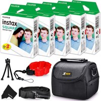 5 Pack FujiFilm Instax Square Instant Film (100 Exposures) + Case + Accessories Kit for FujiFilm Instax Square SQ6, SQ10 and SQ20 Instant Cameras