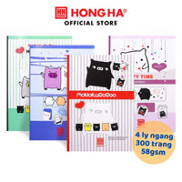 5 quyển Vở 4 ly ngang 300 trang Hồng Hà South Star Monokuro Boo - 0737 dành cho học sinh miền Trung - Nam