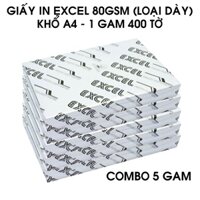 5 Ram giấy A4 Excel 80gsm - Giấy nhập khẩu Indonesia