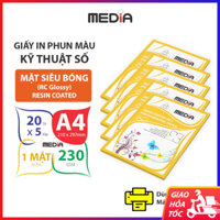 5 Xấp Giấy In Màu Media 1 Mặt Siêu Bóng (RC Glossy) A4 230gsm 20 Tờ x 5 Giấy In Ảnh Giấy In Phun Màu