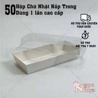 50, 100 Hộp Giấy Vuông/Chữ Nhật Đựng Bánh Su Kem, Tiramisu – Kèm Nắp Nhựa Trong | NGỌC NHỰA ECO