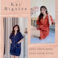 (50-100kg) Đồ Bộ Pyjama Bigsize Lụa Satin Hai Túi Mềm Mát