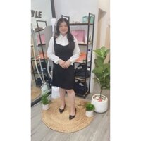 (50 -90 KG) ĐẦM ĐEN BASIC PHỐI TAY TRẮNG, GAM MÀU DỄ MẶC TÔN DÁNG, CHE KHUYẾT ĐIỂM TỐT