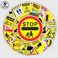 50 Biển Cảnh Báo Graffiti Hoạt Hình Vali Xuyên Biên Giới Ván Trượt Túi Du Lịch Dán Tủ Lạnh Trang Trí Guitar