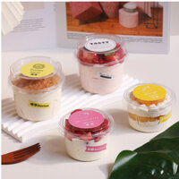 50 cái hộp nhựa tròn XY583 hay W250 dùng để đựng bánh mousse sữa chua các loại