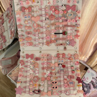 [50 CÁI] Kẹp tóc HelloKitty màu hồng Bộ dễ thương Bangs Clip KT Cat Mũ nón hoạt hình Nhật Bản 1OSV