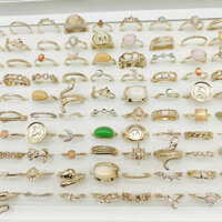 50 Cái / lốc Nhà Máy Thiết Kế Mới Ban Đầu Boutique Nhẫn Ngón Tay Cho Đảng Mạ Vàng Dễ Thương Opal Đá Nhẫn Trang Sức Cá Nhân Hợp Kim