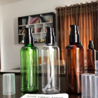 50 CHAI XỊT NHỎ GIỌT 100ml  màu xanh rêu / nâu / trong - 50 CHAI NHỰA PET xịt giọt- 50 CHAI CHIẾT MỸ PHẨM- chai Đựng gel