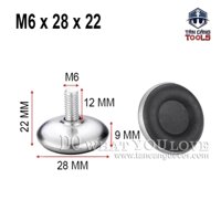 50 Chân tăng chỉnh bàn ghế cao cấp 6 x 26 mm