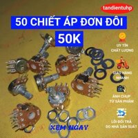 50 CHIẾC CHIẾT ÁP, BIẾN TRỞ ( TRIẾT ÁP ) ĐƠN - ĐÔI - KÉP 15MM : 50K KÈM ỐC VÀ LÓT