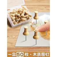 50 chiếc ghim gỗ đóng hộp cho trường mẫu giáo, tường ảnh, bảng kẹp, ghim cố định trang trí