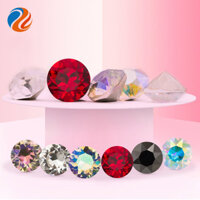 50 chiếc tròn thủy tinh pha lê kim cương nhọn đáy sáng bóng dán móng tay kim cương diy phụ kiện 10mm