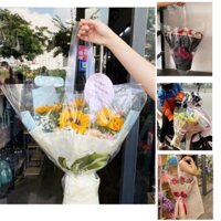 50 chiếc Túi tam giác đựng bó hoa túi tam giác trong suốt túi xách trong đựng bó hoa có đục sẵn lỗ bịch đựng hoa