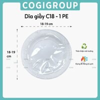 50 Dĩa giấy/ Đĩa giấy trắng cao cấp 19cm 1pe  dùng 1 lần COGIGROUP đựng bánh kem, trái cây, kẹo