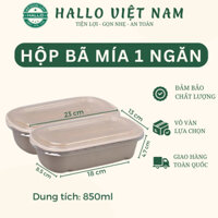 50 Hộp bã mía 850ml 1 ngăn đựng bánh mochi kem sữa, xôi xoài, thực phẩm