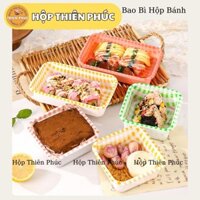 50 Hộp Caro chữ nhật đựng sushi - Hộp đựng cơm cuộn - Hộp đựng bánh ngọt - Hộp đựng tiramis - đựng bánh hotdog