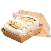 50 Hộp Chữ Nhật Giấy Kraft E1985 Nắp Trong, Hộp Giấy Hình Vuông, Dùng Đựng Bánh, Su Kem, Tiramisu, Sandwich