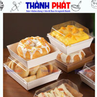 50 Hộp giấy vuông trắng đựng bánh su kem E1413 - hộp giấy 1413 trắng đựng bánh mochi kem sữa - bông lan trứng muối