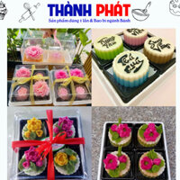 50 Hộp H121 nhựa vuông đựng 4 bánh trung thu rau câu, cá chép, bông lan trứng muối vuông