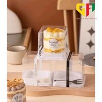 50 Hộp LV18 ( HT3018) kèm nĩa đựng bánh cuộn kem- Bánh crepe sầu riêng - bánh buche
