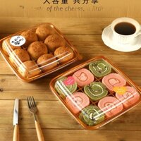 50 Hộp nhựa 9 ô đáy vàng đựng bánh mochi, bánh trung thu 50-75g_[maycg2]