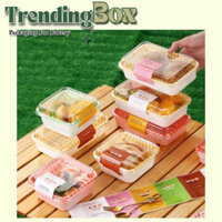 50 Hộp Nhựa Caro Chữ Nhật Đựng Bánh Lạnh, Hộp Sushi, Hộp Caro Đựng Bánh Ngọt