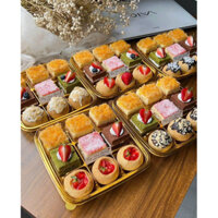 50 Hộp nhựa đế vàng 9 ô đựng bánh trung thu 50-65gr, bánh mochi, sushi,…