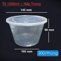 50 hộp nhựa tròn Microwave 1000ml kèm nắp,Tô nhựa Hân Thịnh đựng bún phở. Bát tô nhựa đựng cháo 1 lít