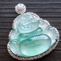5.0 Jadeite Cao Đá Hạt Phật Nam Trắng Băng Trong Suốt Mặt Dây Chuyền Miến Điện Tự Nhiên 928 Bạc dát Ngọc Phật Nam Nữ Vòng Cổ Mặt Dây Chuyền 3.14