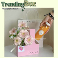 50 Khay Hai Ngăn Màu Hồng Quai Xách Đựng Hoa, Bánh Ngọt, Ly Nước