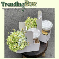 50 Khay Hai Ngăn Màu Trắng Quai Xách Đựng Hoa, Bánh Ngọt, Ly Nước