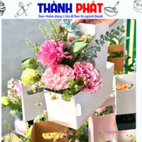 50 Khay ly 2 ngăn trắng đựng nước và hoa - Quai xách 2 ngăn đựng cafe mang đi -Quai giấy 2 ngăn đựng quà tặng 20-10