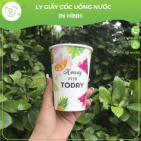 50 Ly giấy đựng cafe 16oz  450ml giữ nhiệt in hình nắp trong suốt thân thiện môi trường - Không kèm nắp - Dưa Hấu Hooray