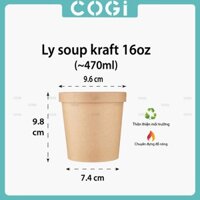 50 ly giấy kraft đựng súp nhiều size kèm nắp giấy đựng cháo tô cháo Kem dùng 1 lần COGI