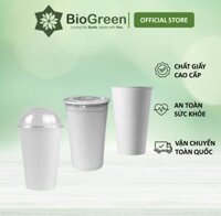 50 ly giấy trắng có nắp 360ml - 12oz, 16oz - 500ml chịu nhiệt dùng 1 lần - 22oz-650ml - Ly Nắp Bật đen