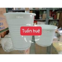 50 Ly nhựa PP 100ml 180ml kèm nắp đựng yaourt phomai - Trắng,100ml