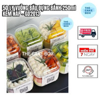 50 LY VUÔNG ĐỰNG BÁNH 250ml KÈM NẮP - LY VUÔNG ĐỰNG BÁNH MOUSSE, RED VELVET, TIRAMISU - Mã SP: GD-2013 - The Cake Box