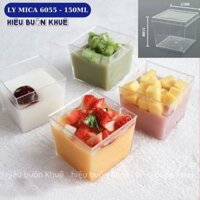 50 Ly Vuông Mica Đựng Bánh Lạnh, Bánh Mousse, Tiramisu, Panna Cotta 150ml (6055)
