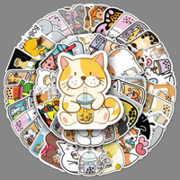50 miếng dán sữa trà thú cưng dễ thương cá nhân hóa để trang trí vali, tủ lạnh, xe máy, ô tô, guitar, nhãn dán sáng tạo