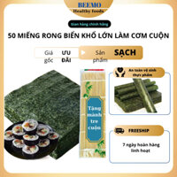 50 Miếng rong biển lá khổ lớn cuộn cơm làm  su si tặng mành trẻ cuộn túi 50 gói giá sỉ