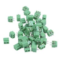 50 Pieces 2 Pin 5 mm Pinch PCB Mount Screw Terminal Block Connector 300V 10A (Green)