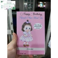 50 thiệp sinh nhật, thiệp thôi nôi cho bé gái. in laser KTS hiện đại