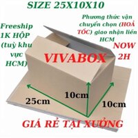 50 thùng hộp bìa giấy carton size 25x10x10 dùng bảo vệ đóng gói hàng hoá giao hoả tốc nhận hàng ngay HCM