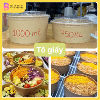 50 tô giấy kraft 750ml - 1000ml kèm nắp PET
