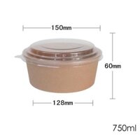 50 Tô Giấy Kraft size 750ml - 1000ml (kèm nắp)