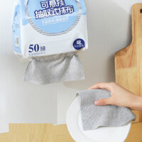 50 tờ / gói Khăn lau sợi nhỏ có thể treo Khăn lau nhà bếp Khăn lau ướt & khô Khăn lau có thể chiết xuất